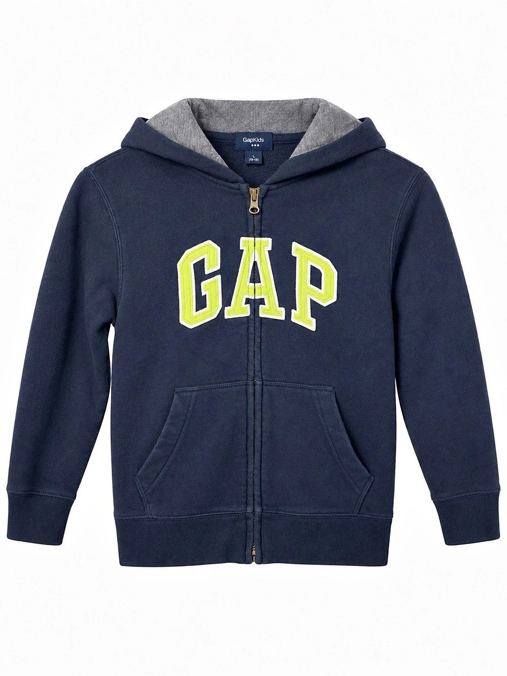 GapKids Boys Navy Full Zip Logo Hoodie Size S 6-7 Green GAP Appliqué